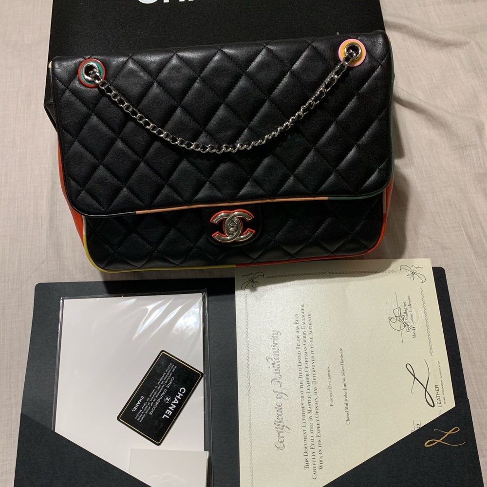 COPY - Chanel multicolored with lambkin leather..